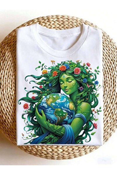 k222 Green Mother Nature Planet Tee, Cool Streetwear Style Women's Men's Unis...