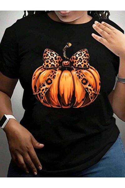 29CUN تي شيرت Coquette Pumpkin With Cheetah Spots Print Bow Cute Halloween Bl...