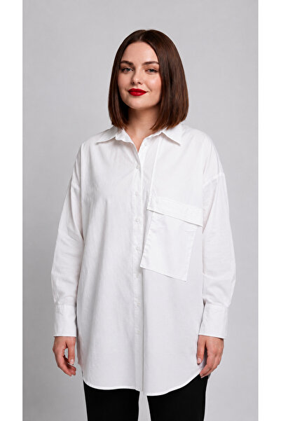 Cep Detaylı Oversize Bluz