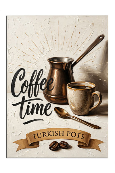 Artmeg Coffee Time Τουρκική Καφετιέρα Διακοσμητικός Καμβάς - Ξύλινος Πίνακας MDF