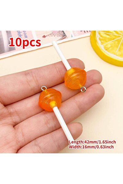 Choice6 24176-10pcs 10pcs Mix Color Star Round Heart Lollipop Charms DIY 3D K...