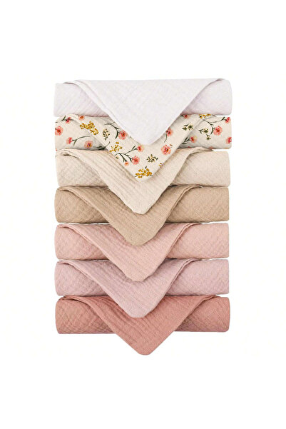 Choice One Size Pink set 7PCS Baby Muslin Burp Cloths 4-Layer Gauze Breathabl...