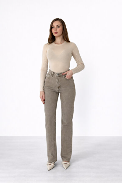 Generic Brand Pantaloni de blugi bej-gri Straightmania