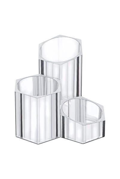 Zâna Casei Transparent Acrylic Holder with 3 Places for Brushes 13.5x13.5x12cm