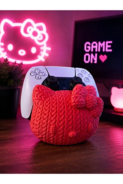 Genel Markalar Hello Kitty Örgü Desenli Kol Standı 3D Baskı Dekoratif Oyuncu ...