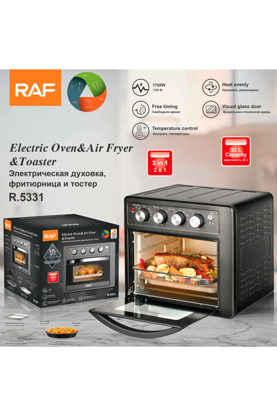 raf Electric 2-in-1 Air Fryer Oven 25L, Black / Silver, R.5331, 3 Years