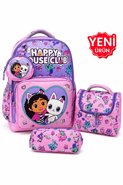 ÇANTAM GELSİN Set of 4, Girl's Patterned Primary School School Bag + Lunch Bo...