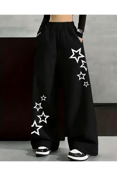 Toum Star Detail Printed Oversize Baggy Sweatpants