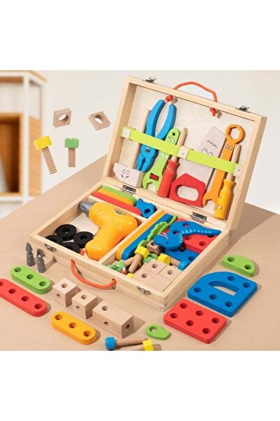 Twisoo Wooden Kids Tool Box Set, Montessori STEM Construction Toy with Wooden Tools, Screws, Nuts & Carry Case, DIY Pretend Play Educational Building Kit for Boys & Girls Age 3+
