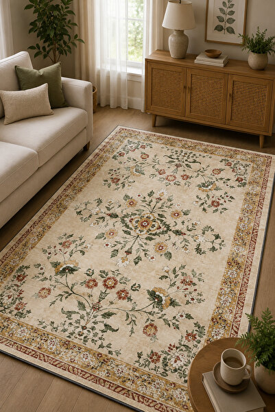 GECE HOME Dijital Kaymaz Baskılı Yıkanabilir Desenli Salon Halısı Mutfak Halı...