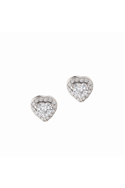 OPAL Cercei inimă cu zirconii pavé din argint 925