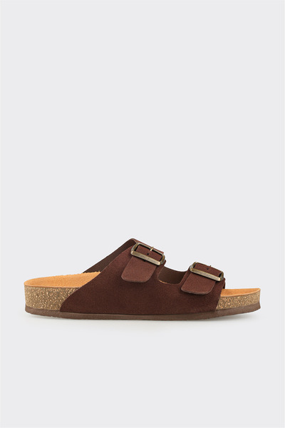 Elle Shoes Kahve Deri Erkek Terlik