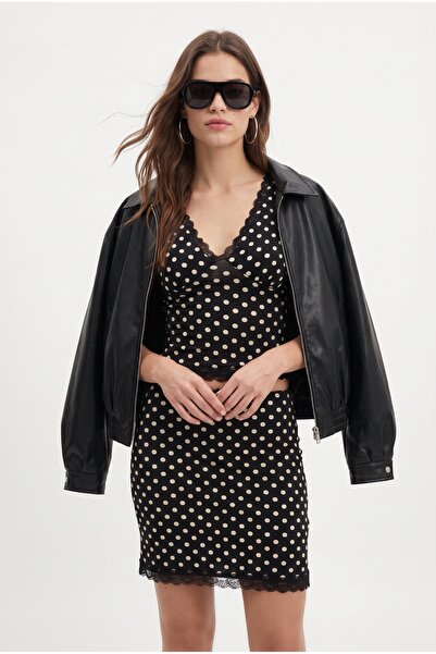 Ritnice Kadın Tinydots Puantiyeli Siyah Alt Üst Takım