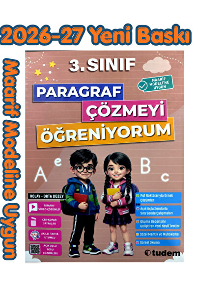 Tudem Yayınları Tudem 3.Sınıf Paragraf Çözmeyi Öğreniyorum 2026-2027 Yeni Bas...