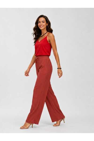 SSO Bürümcük Fabric Lycra Pants with Elastic Waist and Ribbon Detail