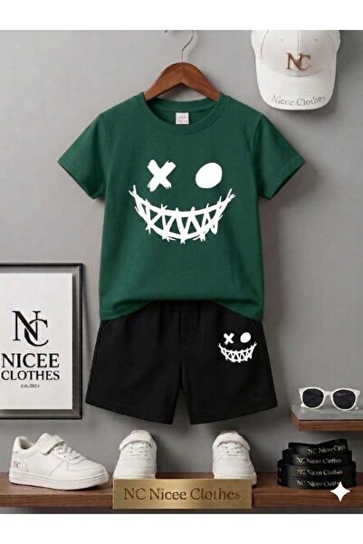 Leto Lykia Summer Children's T-Shirt Shorts Unisex (White Smiling Man Printed)
