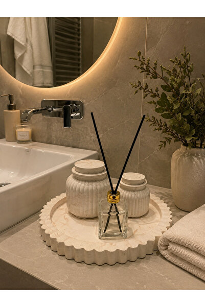Sisay Home Dekoratif Banyo Tepsisi Seti – Taş Tozu Sunum Tepsisi, 2’li Dekora...