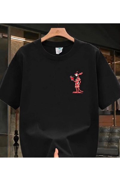 Velora Collection Men's Pink Panther Street Style Printed Crew Neck T-Shirt