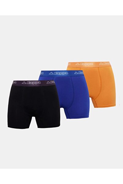 Kappa Logo Fuego 3 Pack Erkek Siyah-Turuncu-Lacivert Slim Boxer
