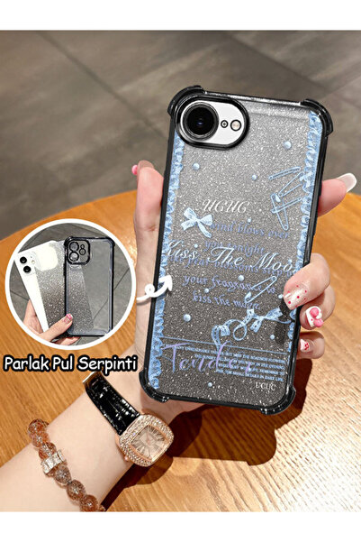 ucuc iPhone 16E/17E Max Uyumlu Şeffaf Dört Köşe Silikon Kaplama Parlak Kenar ...