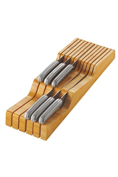 Generic Bambüsi In-Drawer Knife Block Organizer - Bamboo Wood Drawer Knife Or...