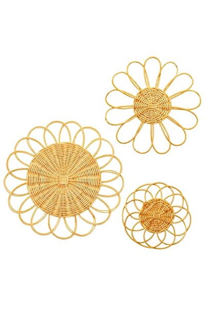 Generic 3Pcs Large Boho Wall Basket Decor, Handwoven Rattan & Macrame Round S...