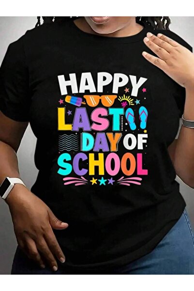 9JY Happy Last Day Of Teacher Graduation Women Summer Back To School Black Gr...