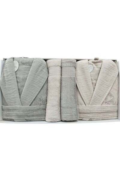 Pupilla Family Bathrobe Set Bamboo Rapsodi Gray - Powder