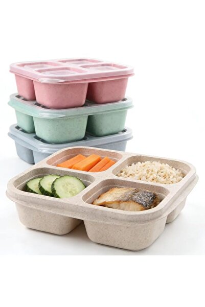 Generic 4-Pack Bento Snack Boxes with 4 Compartments – Reusable Lunch Contain...
