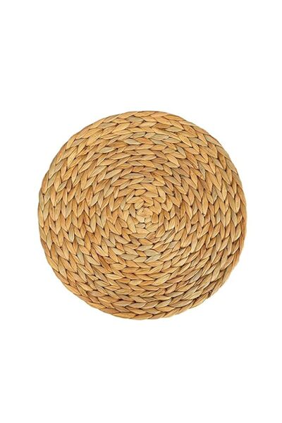 Generic Tazweeq 1 Pcs Natural Hyacinth Placemats, Round Hand-Woven Wicker Pla...