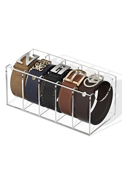 Generic FEMELI Belt Organizer, Acrylic 5 Compartments Belt Container Storage ...