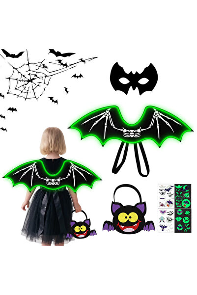 OEM Set de costume de Halloween pentru copii, Aripi de liliac luminoase, Masc...