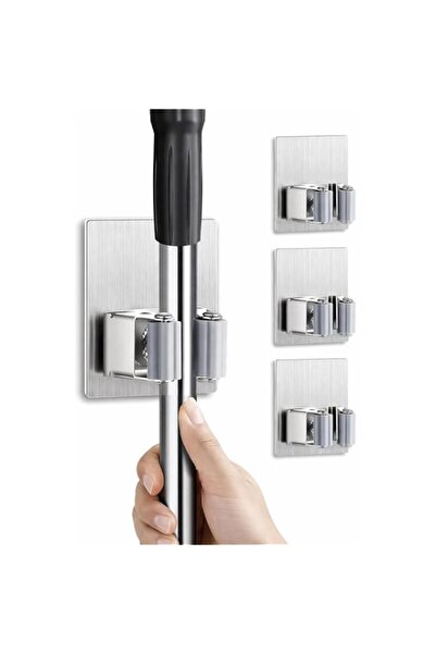 Generic SKY-TOUCH 4 PCS Self Adhesive Mop And Broom Holder Wall Mount, 304 St...