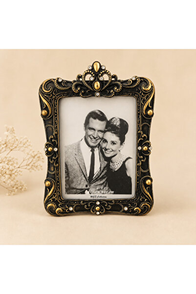 VİNTAGE DEKORATİF FOTOĞRAF ÇERÇEVESİ 15X20 CM – TAŞ DETAYLI ANTİK GÖRÜNÜMLÜ RESİM ÇERÇEVESİ