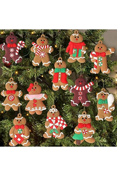Generic Brand FUSU 12pcs Gingerbread Man Ornaments for Christmas Tree Assorte...