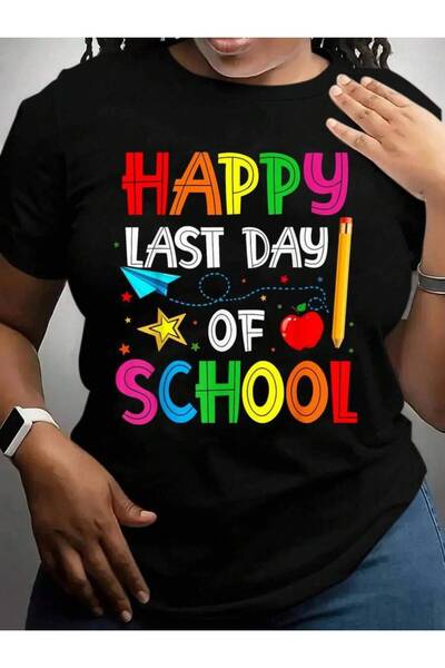 9JY Happy Last Day Of Shirt For Teachers Student Graduate Back To School Blac...