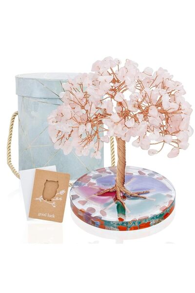 Generic Brand THE WHITE SHOP 7 Chakra Healing Crystal Stones Tree, Rose Quart...
