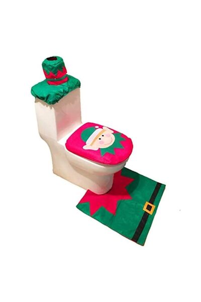 Generic SKEIDO Santa Claus Rug Toilet Seat Cover Bathroom Set Merry Christmas...