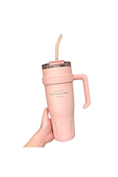 Generic 40 oz 1480ml Stainless Steel Thermos Coffee Mug Flasks Cup With Straw...