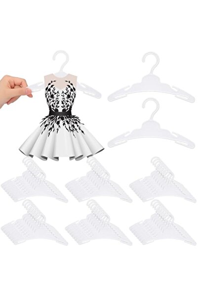 Generic 50 Pcs White Plastic Doll Clothes Hangers with Non-Slip Clips for 18 ...