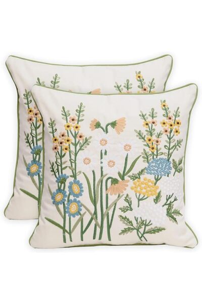 Generic Brand Set of 2 Embroidered Decorative Throw Pillow Covers Couch Squar...