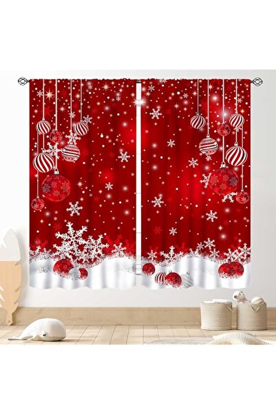 Generic Brand Christmas Curtains, Red White Snowflakes Xmas Merry Christmas N...