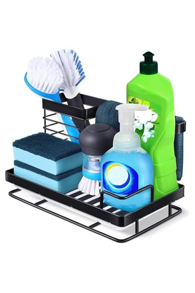 Generic X spring Kitchen Sink Sponge Holder - Black Stainless Steel Sink Cadd...