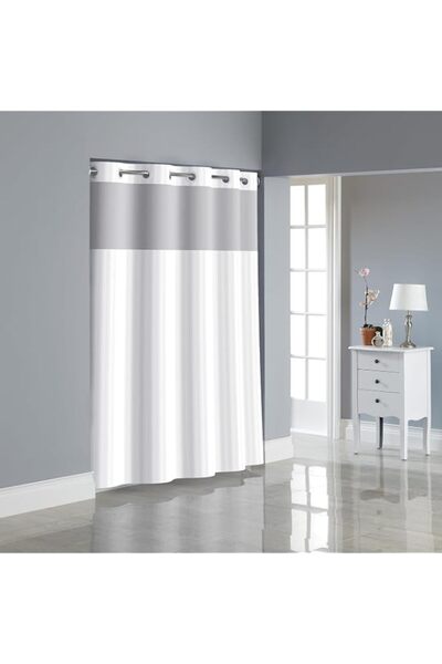 Generic Hookless Fabric 3-in-1 Shower Curtain Set with PEVA Snap-in Liner and...