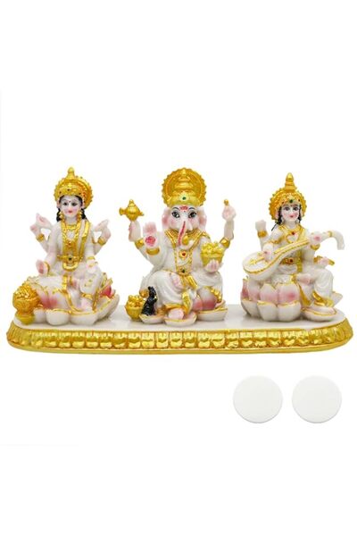 Generic Brand alikiki Indian Laxmi Ganesh Saraswati Statue - 3.9”H Small Marb...