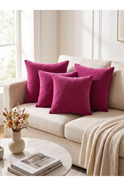ELİTE COLLECTİON Set of 4 Velvet Cushion Covers 45X45 cm - Velvet Fabric Deco...