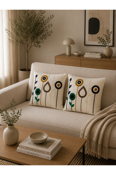 Pamuva Punch Embroidered 2-Piece Throw Pillow Cover 40X40