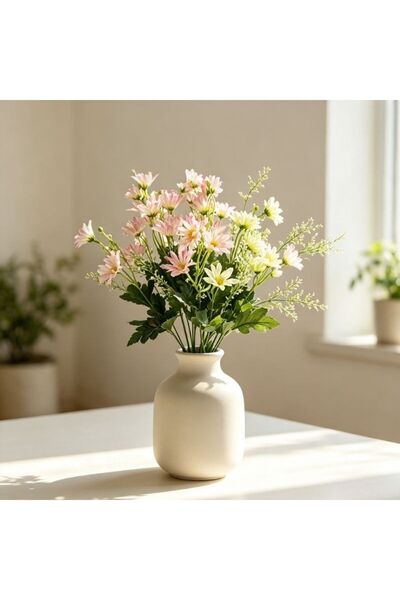 idei Buchet artificial cu frunze verzi și flori decorative 41 cm, ramuri flex...