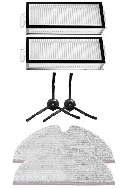 Rovexa Roborock Q8 & Q8 Max Compatible 2 Hepa Filters 2 Black Side Brushes 2 ...