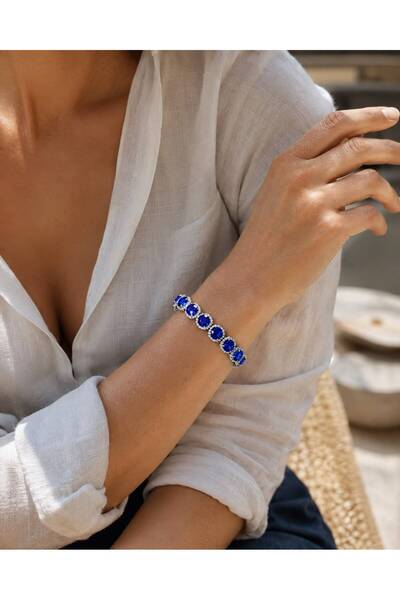 Valmont Elegant Women's Bracelet with Blue Stones – Sparkling Stylish Design,...